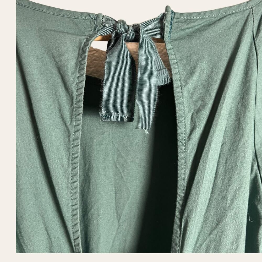 Peter Som Collective Green Puff Sleeve Tiered Tie Back Mini Dress Size 6 - Picture 11 of 15